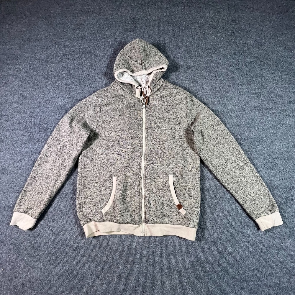Buffalo David Bitton Fortino Hoodie Mens L Gray Sherpa Lined Full Zip Warm Cozy